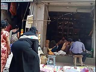 Indian muslim aunty sitting arse at market