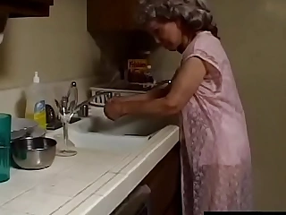 Indecent granny with grey-hair sucks lacking the perfidious plumber