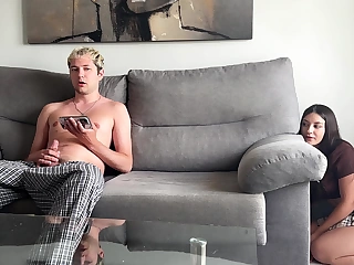 I Just Wanted Prank My Step Brother... Shallow He Start Jerk Off on the Couch Thinking He Alone in Room