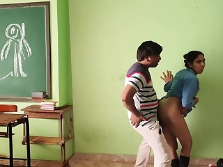 Hot Indian Uniform Girl Fucking in the air Empty Classroom ️