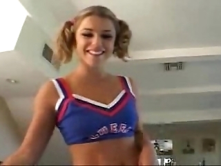 Sultry cheerleader drilled